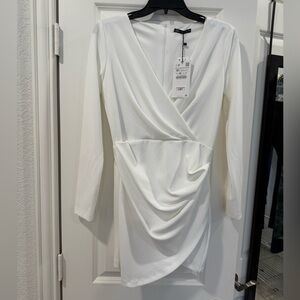 Zara White Long Sleeve Dress